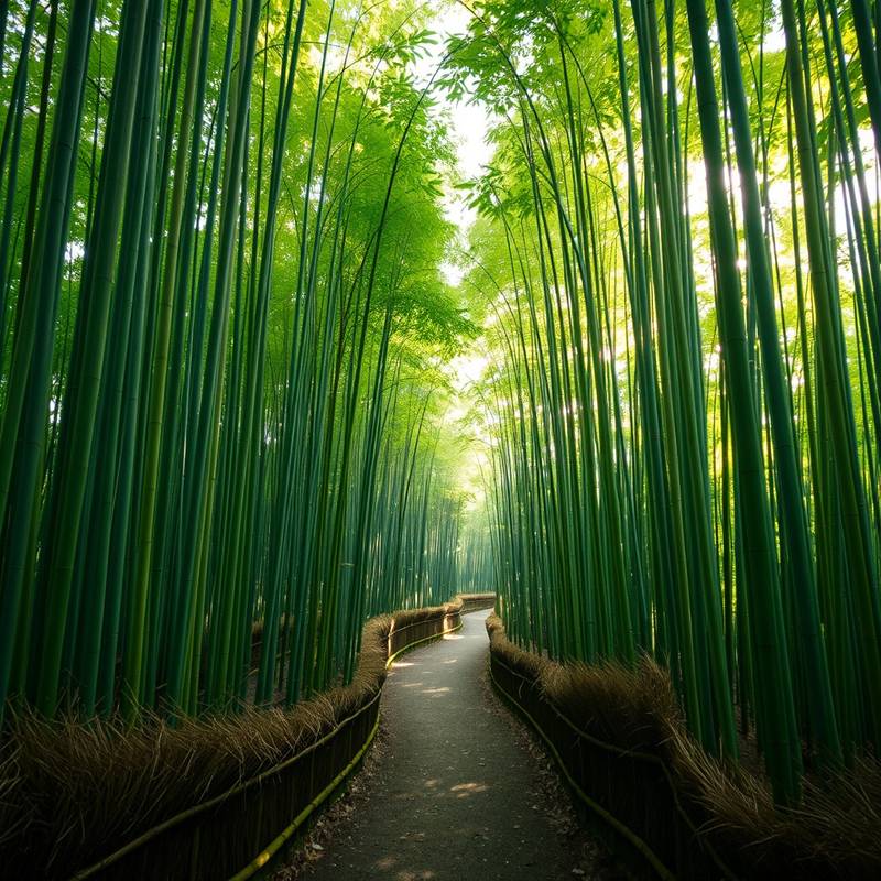 Bosque de bambú de Arashiyama en Kioto, un lugar tranquilo y lleno de belleza natural.