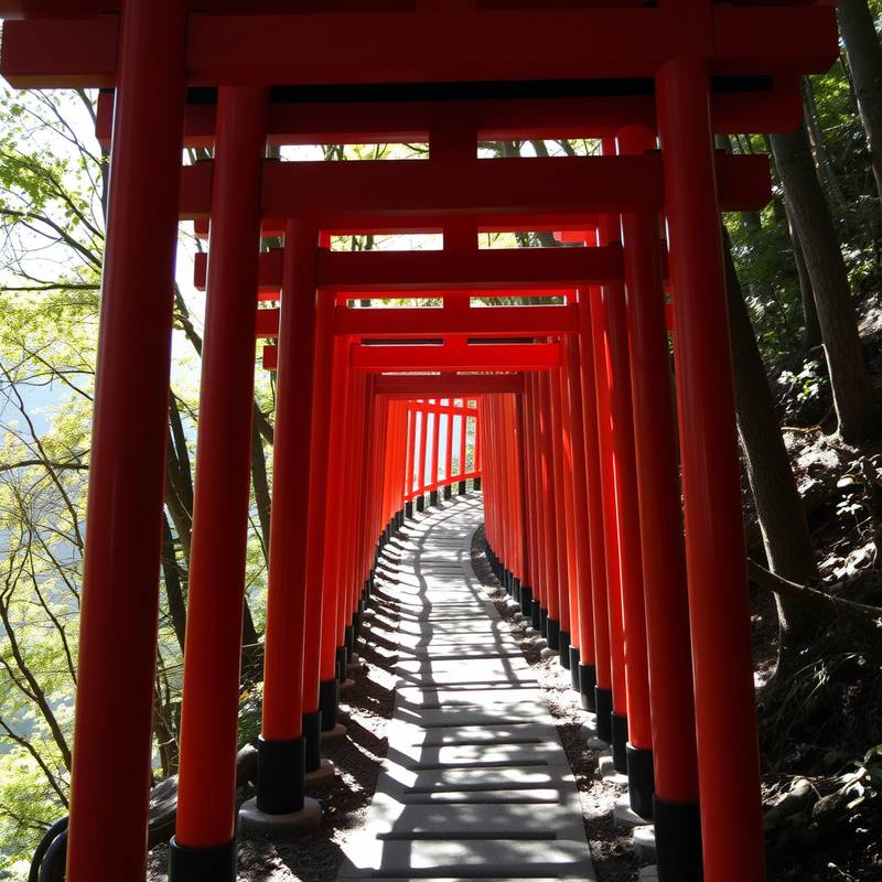 Camino de torii rojos en el Fushimi Inari-taisha, un famoso santuario en Kioto.