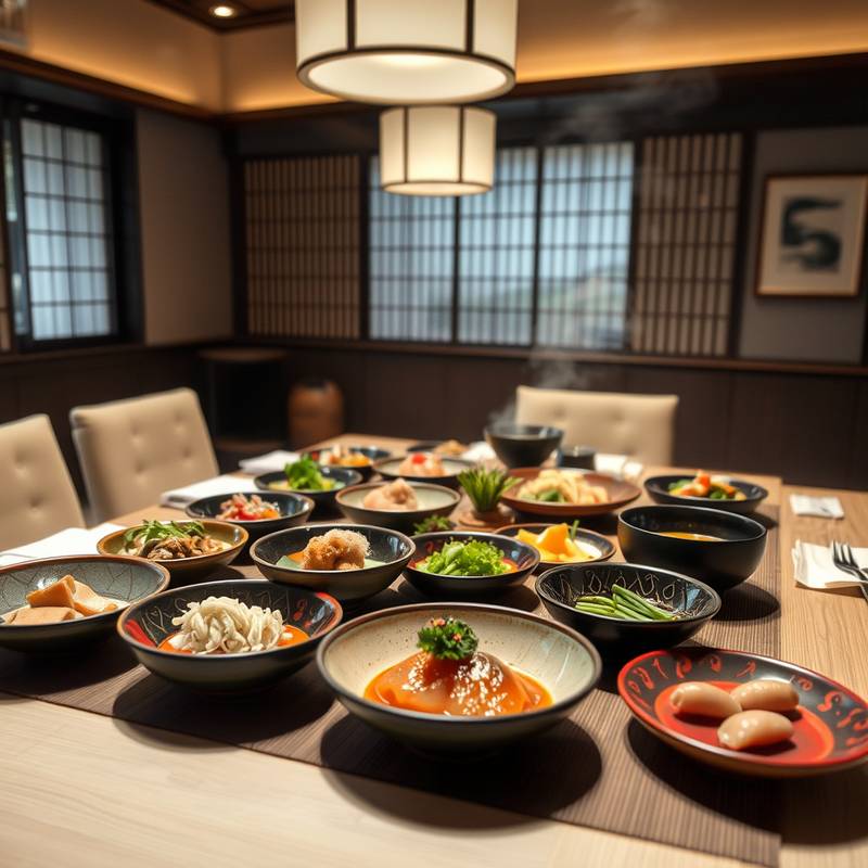 Plato de kaiseki ryori, una cena tradicional japonesa de varios platos en Kioto.