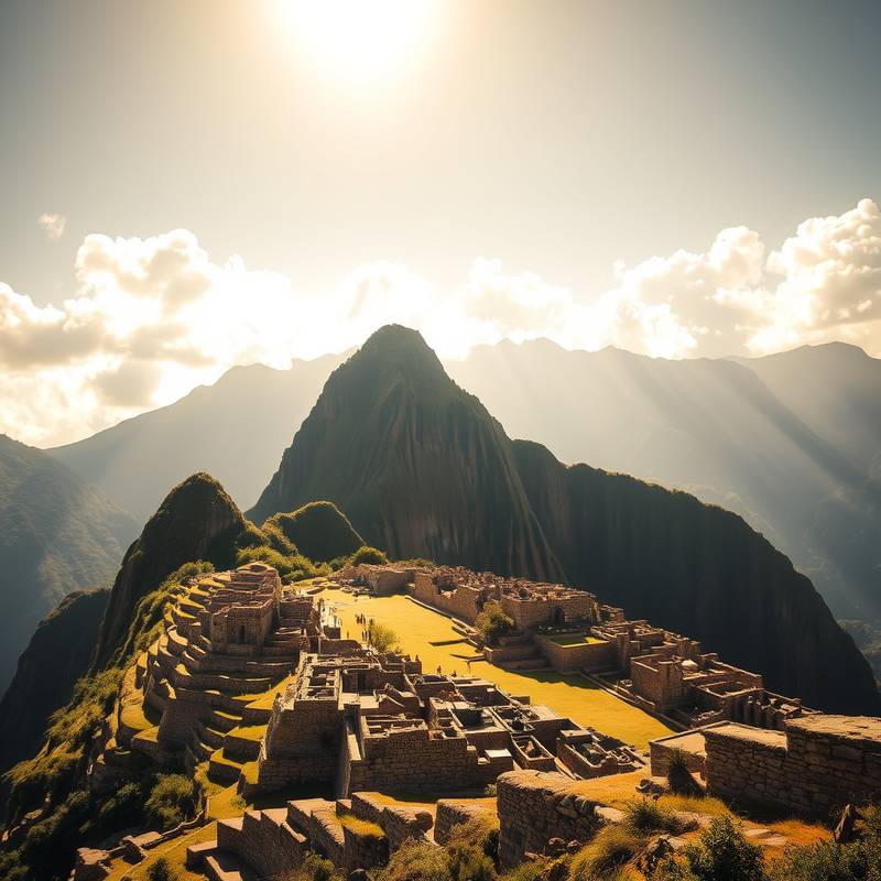 Vista general de Machu Picchu con el Huayna Picchu al fondo.