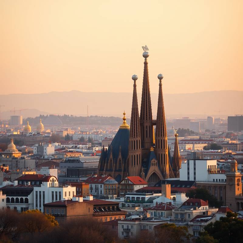 Vista panorámica de Barcelona con la Sagrada Familia al fondo.